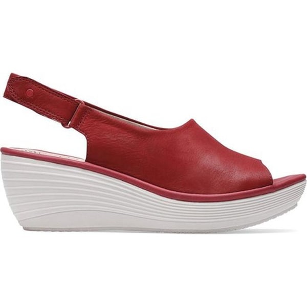 clarks red wedges