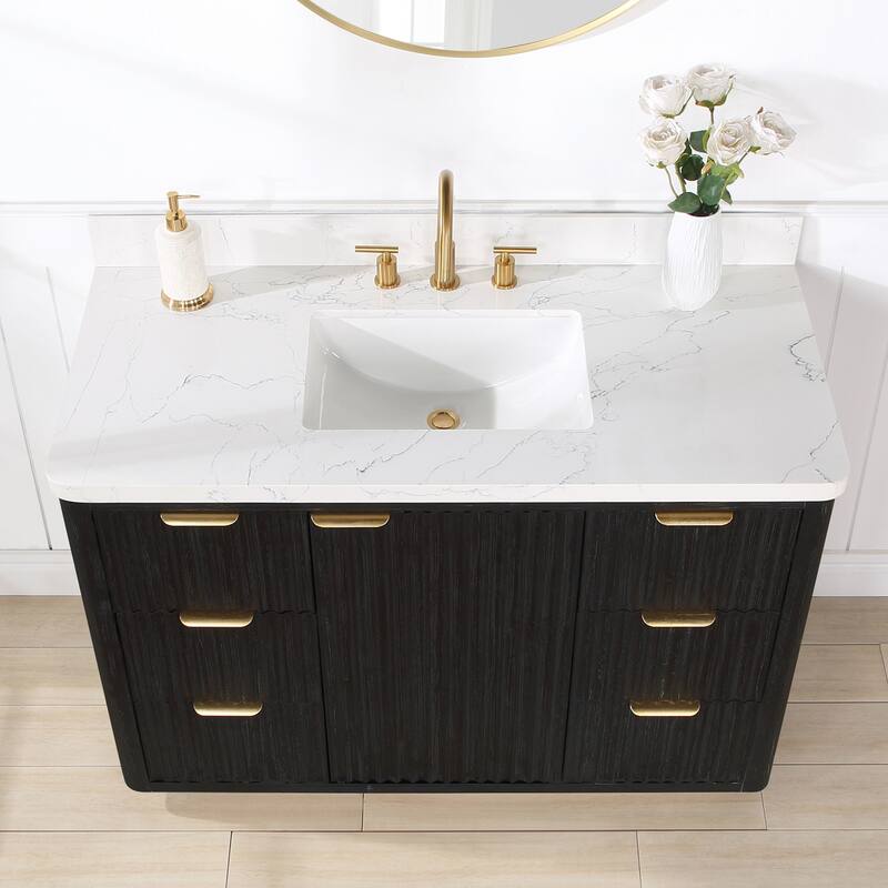 Cadiz Bath Vanity with Composite Stone Top and Mirror