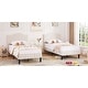 preview thumbnail 18 of 21, VECELO Height Adjustable Upholstered Kids Bed Frame,Twin Size Bed Set of 2 Beige