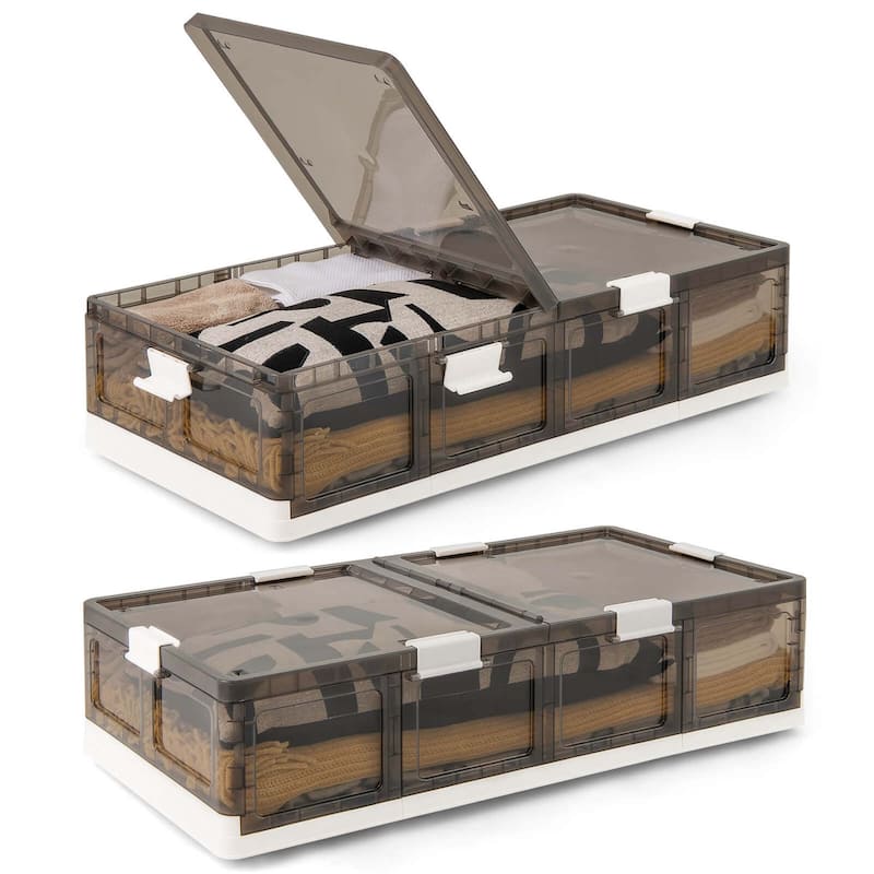 1/2PCS Containers Double Opening Collapsible Rolling Storage Boxes