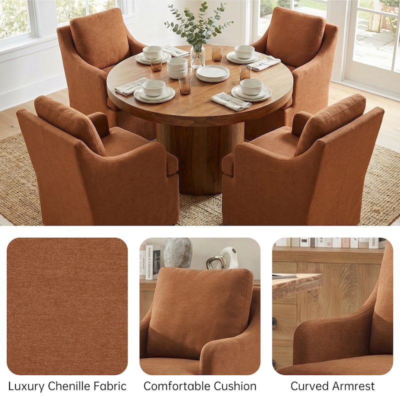 Upholstered Dining Chairs, Modern Kitchen Chairs Dinner Chairs with 4 Casters