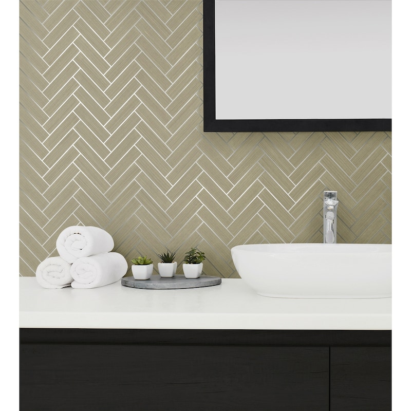 Stacy Garcia Home Herringbone Inlay Peel and Stick Wallpaper