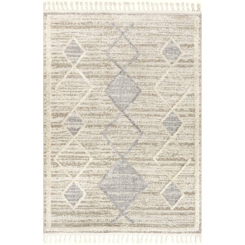 Nuloom Blanche Moroccan Lattice Tasseled Area Rug