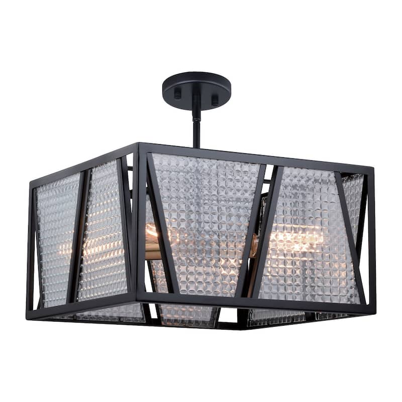 4 Light Pendant Light - Mid-Century Modern Ceiling Fixture - Dual Mount Semi-Flush Light - 22.75