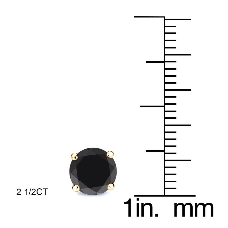 Auriya 1/2 to 4ctw Round Black Diamond Stud Earrings Pair 14k Yellow Gold - 2.50ctw