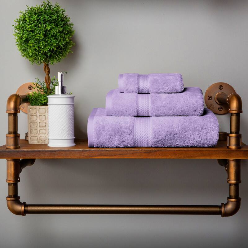 Marche Egyptian Cotton 3 Piece Towel Set by Superior - Purple