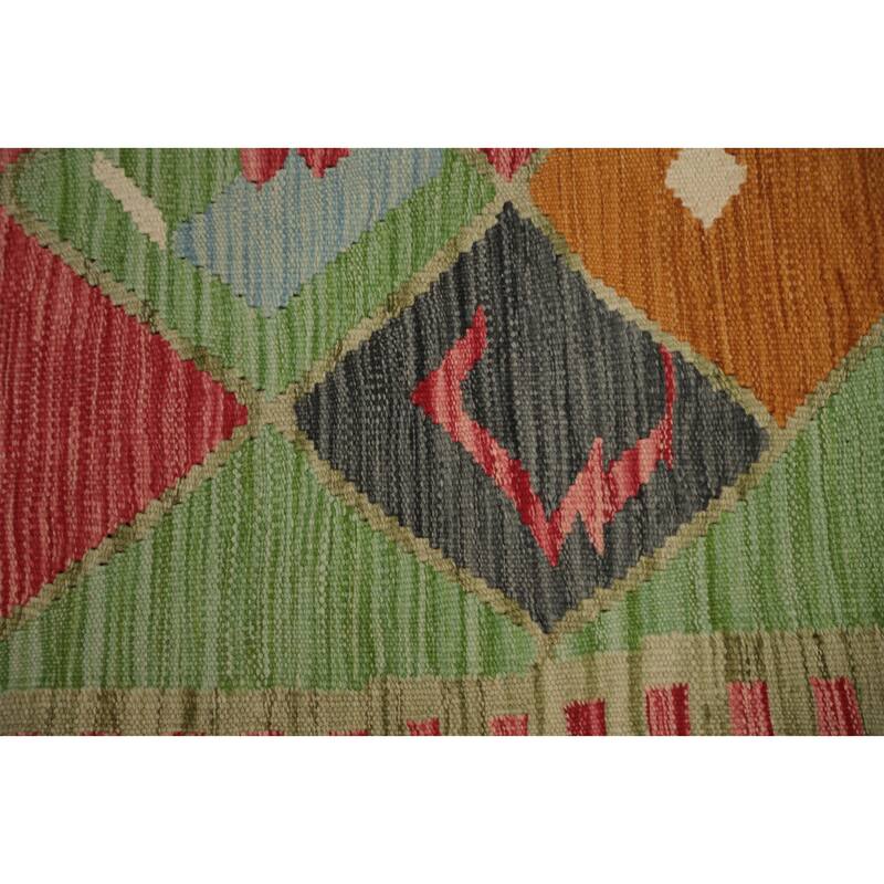 Hand Woven Oriental 100% Wool Carpet Southwestern Tribal Multi-Colored Kilim Area Rug - 5' 11'' X 4' 2''