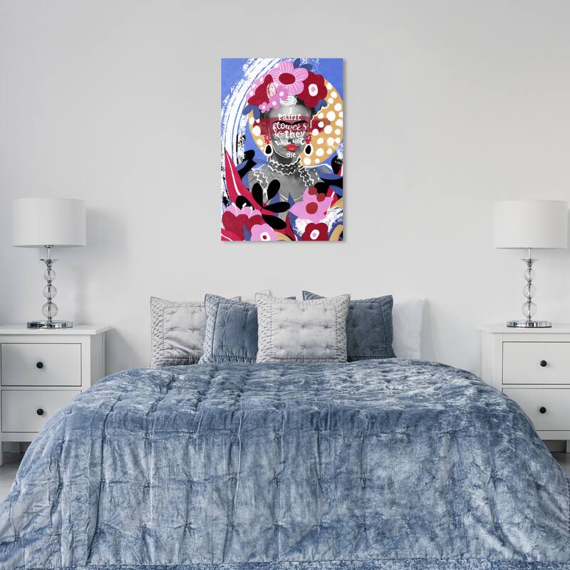 Wynwood Studio Canvas Typography and Quotes Paint Flowers Pink and Lavender Modern & Contemporary Wall Art Canvas Print - 36 x 24