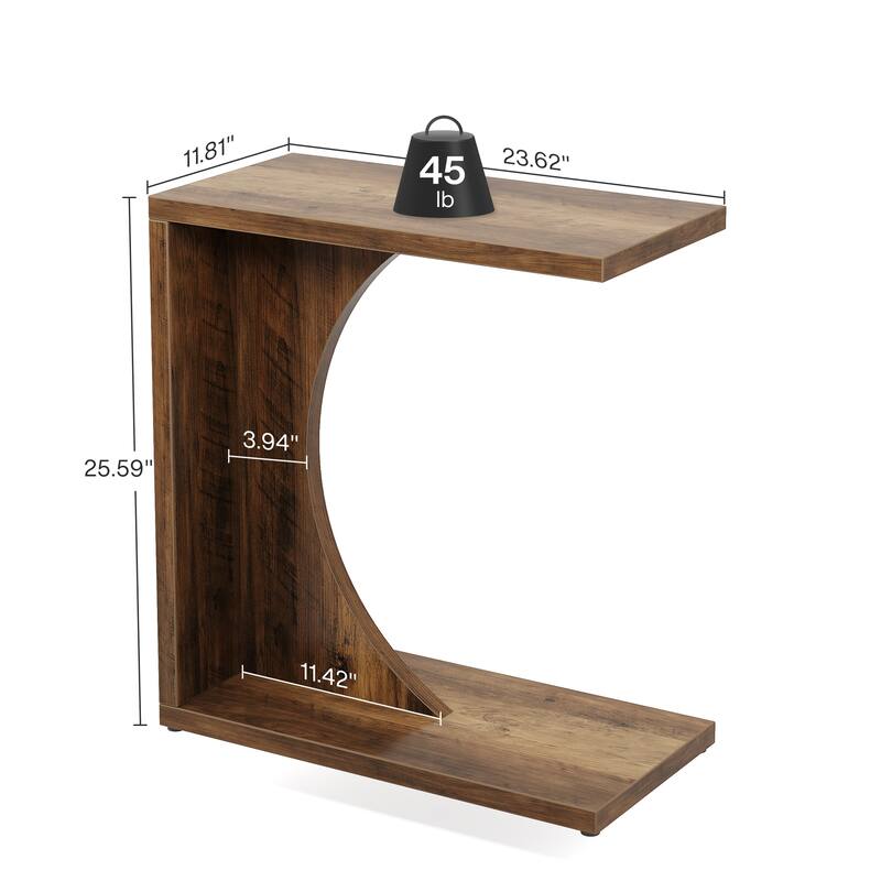 C-Shaped End Table for Couch, Side Table for Small Space