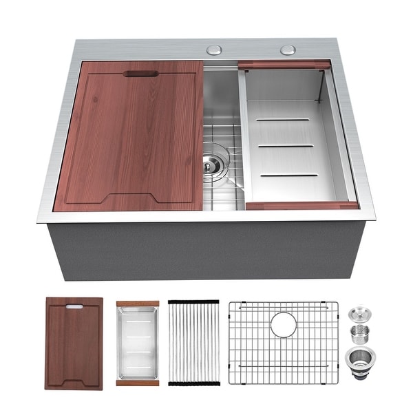 Shop 25" Kitchen Sink Drop-in Topmpunt Workstation Sink ...