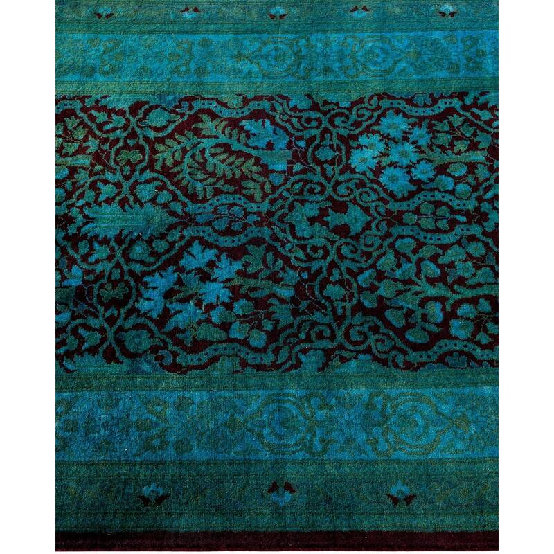 Overton Hand Knotted Wool Vintage Inspired Modern Contemporary Overdyed Black Runner Rug - 2' 7" x 12' 0"