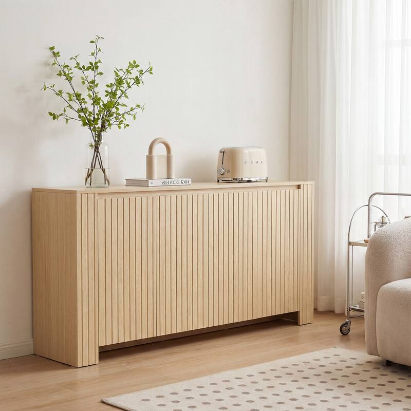 Mid-Century Modern Large 4-Door Cabinet Storage Sideboard