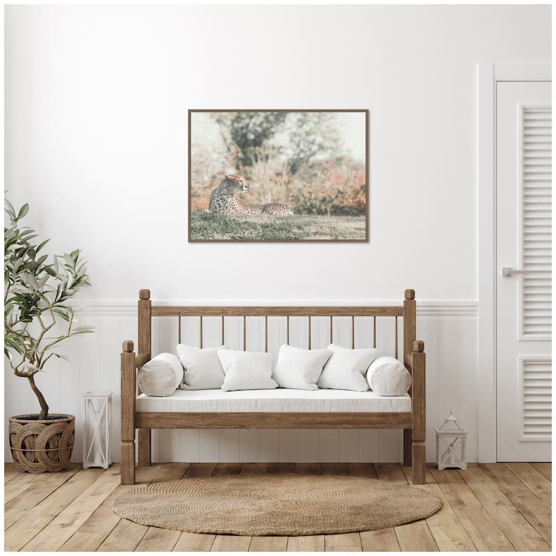 Kate and Laurel Sylvie Cheetah Glance Framed Canvas by Alicia Abla