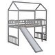 preview thumbnail 6 of 19, Twin Wood Loft Bed House Bed with Slide&Ladder&Guardrail&Roof, Large Underneath Play&Storage Area, Gray