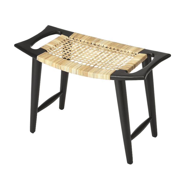 Butler Tristan Modern Wide Mango/Rattan Stool - Black