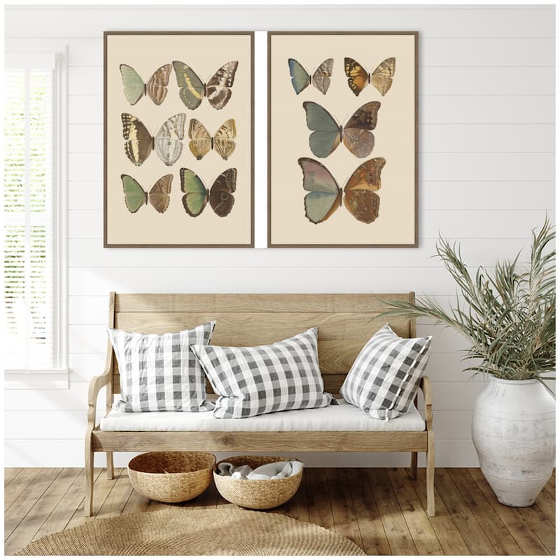 Kate and Laurel Exotische schmetterlinge Otto Staudinger 2 Piece Framed Canvas Wall Art Set by Nostalgia Prints