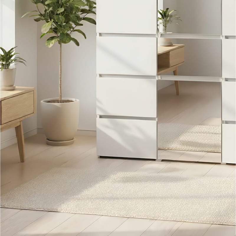 Elise Modular Wood Closet System with Mirror in White - 47.1"D x 17.72"W x 70.9"H