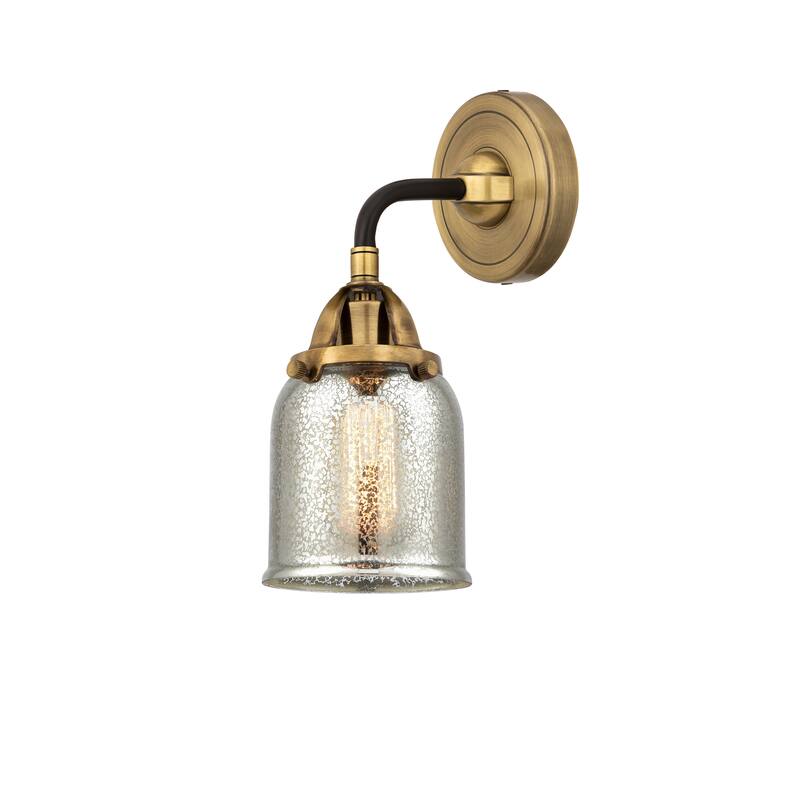 Innovations Lighting Nouveau 2 Bell - 1 Light 5" Sconce - Silver Plated Mercury/Black Antique Brass