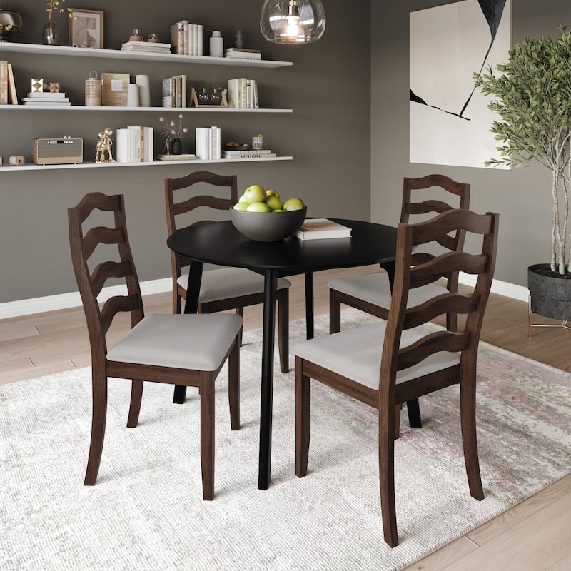 CraftPorch Sophistique 4-Piece Chair and Round Table Wooden Dining Set