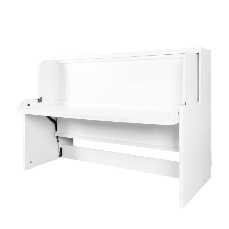 GDF Studio - Zigg Modern Murphy Bed with Built-In Desk, Space-Saving Foldable Wall Bed for Small Rooms