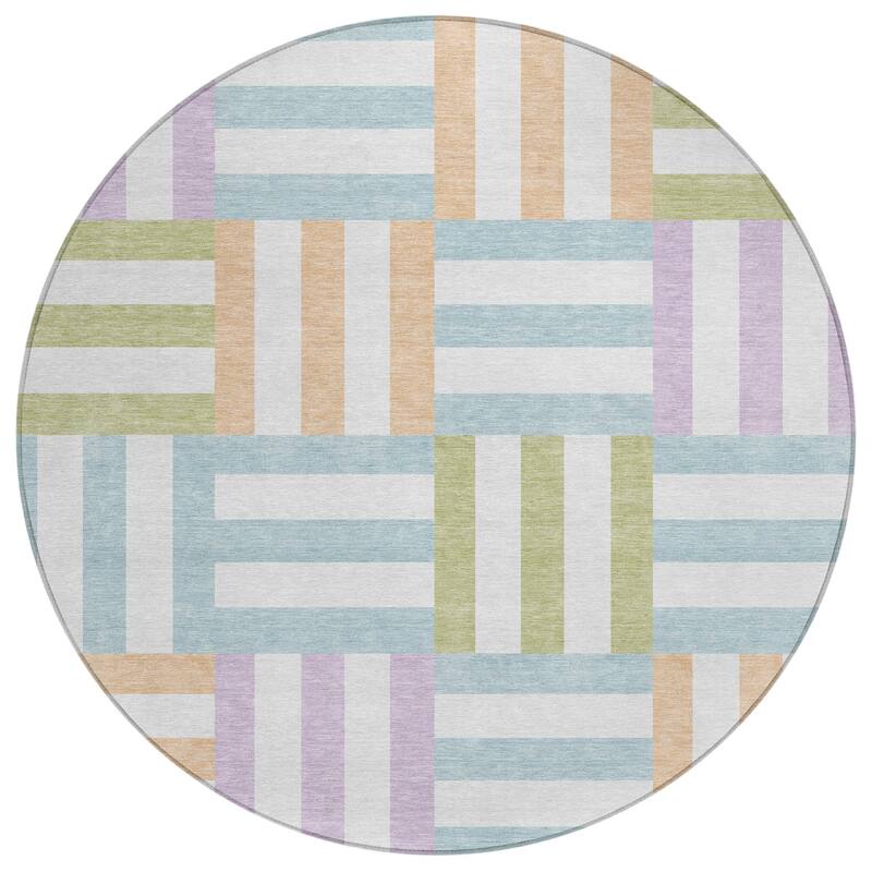 Machine Washable Indoor/ Outdoor Modern Hatch Chantille Rug