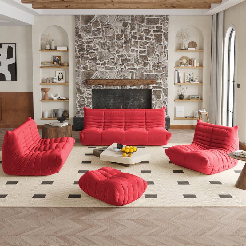 Fireside Chair Single Sofa Teddy Fabric Bean Bag Chair