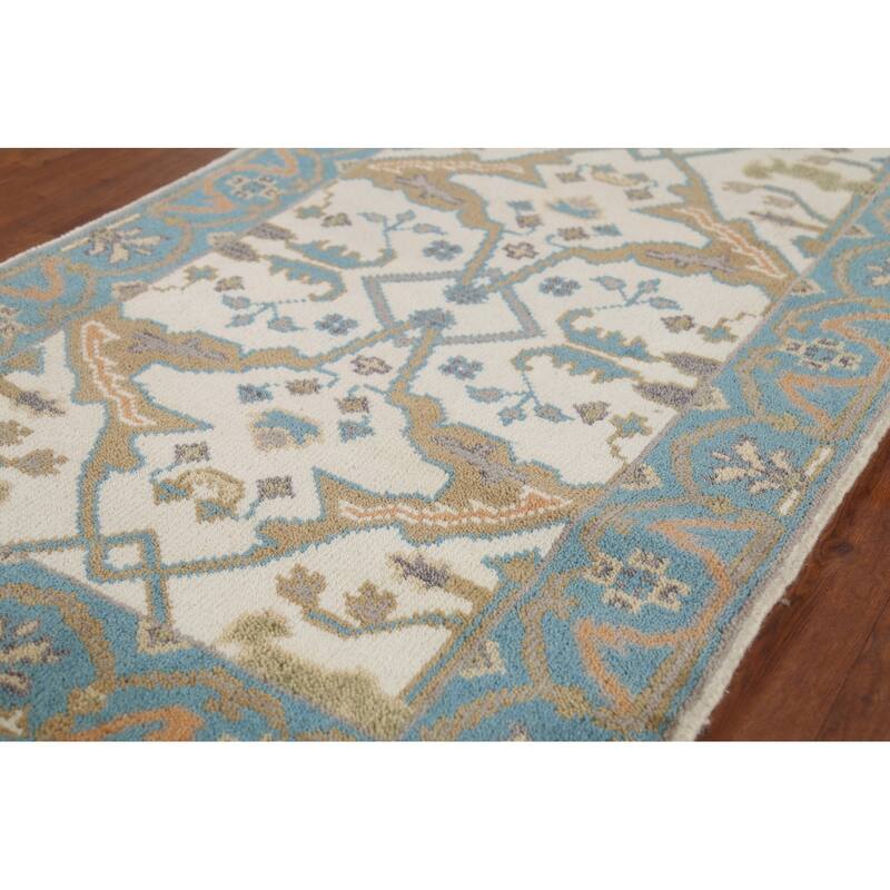 All-Over Oushak Indian Runner Rug Handmade Wool Carpet - 2'7"x 7'8"