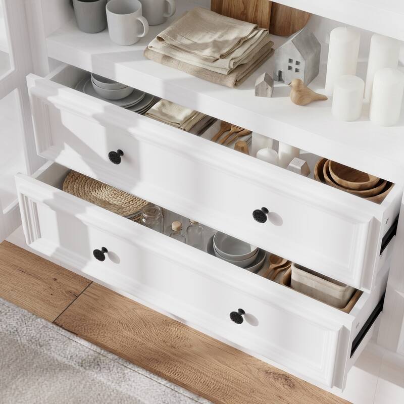 Bookshelves Buffet Sideboard Cabinet with Glass Doors 78.7" Large Storage Cabinet Kitchen Dining Room Storage Console