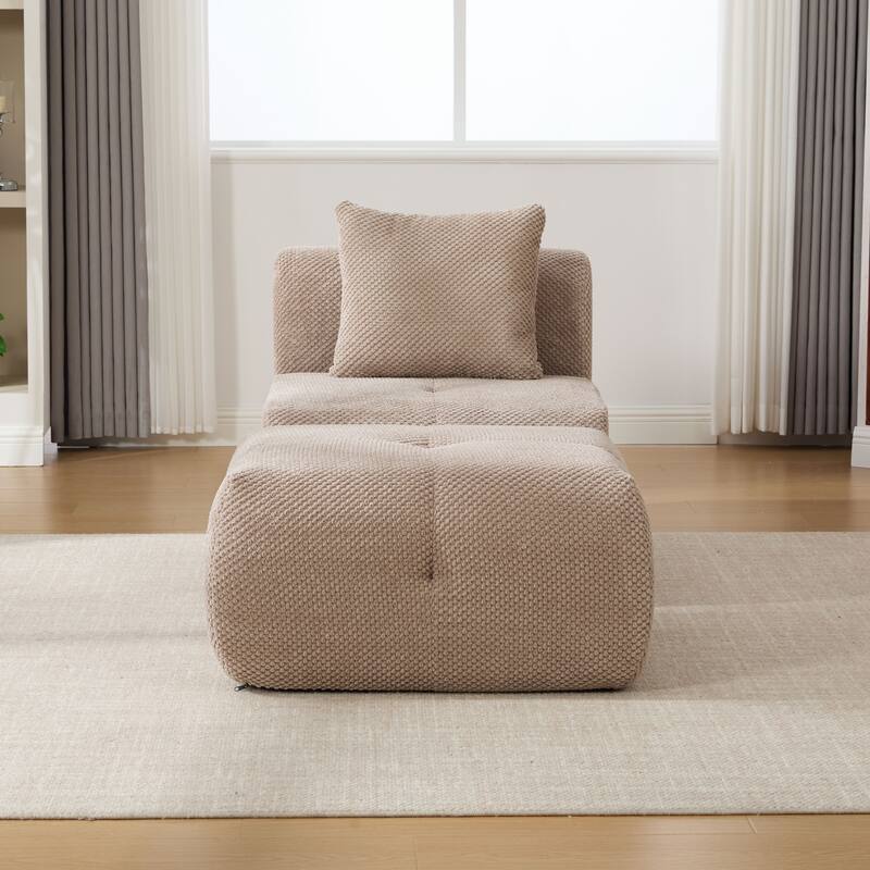 Modern Upholstered Accent Chair with Pillow and Ottoman,No Assembly Required