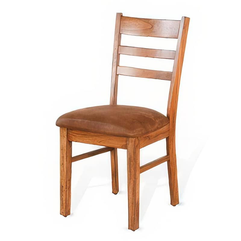 Oak Brown/Brown Faux Leather Upholstered Wood Frame Dining Chair, Set of 2, Sturdy Dining Chair for Dining Rooms - 15.5