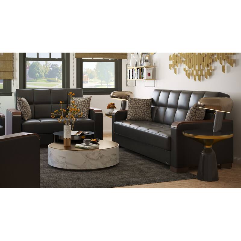 Collection Upholstered Convertible Loveseat With Storage