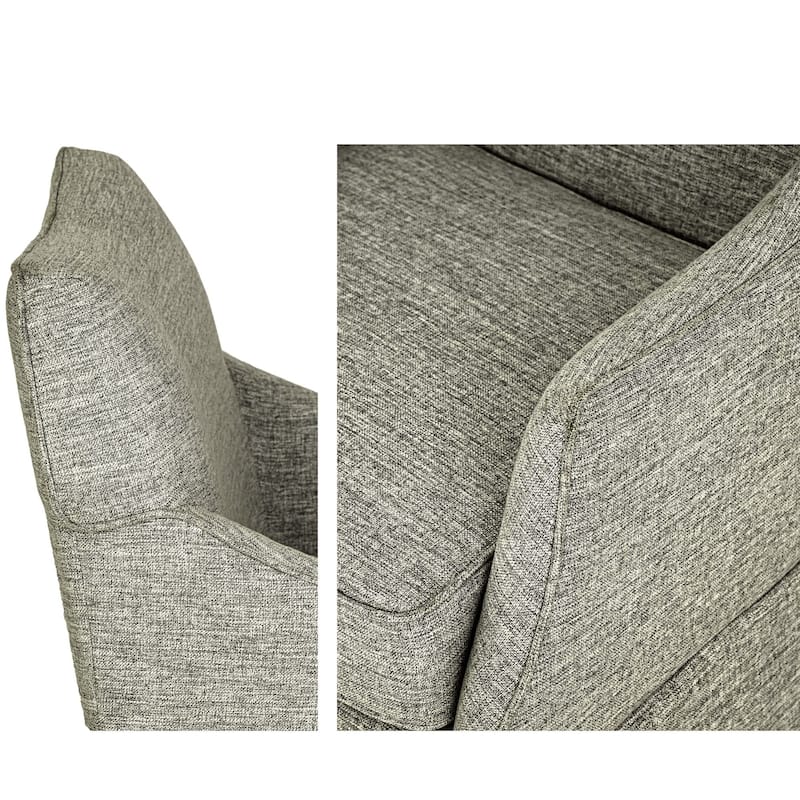 Roomfitters 34-Inch Upholstered Skirted Dining Armchair, Hidden Casters and Dual-Layer Foam Cushion, Gray