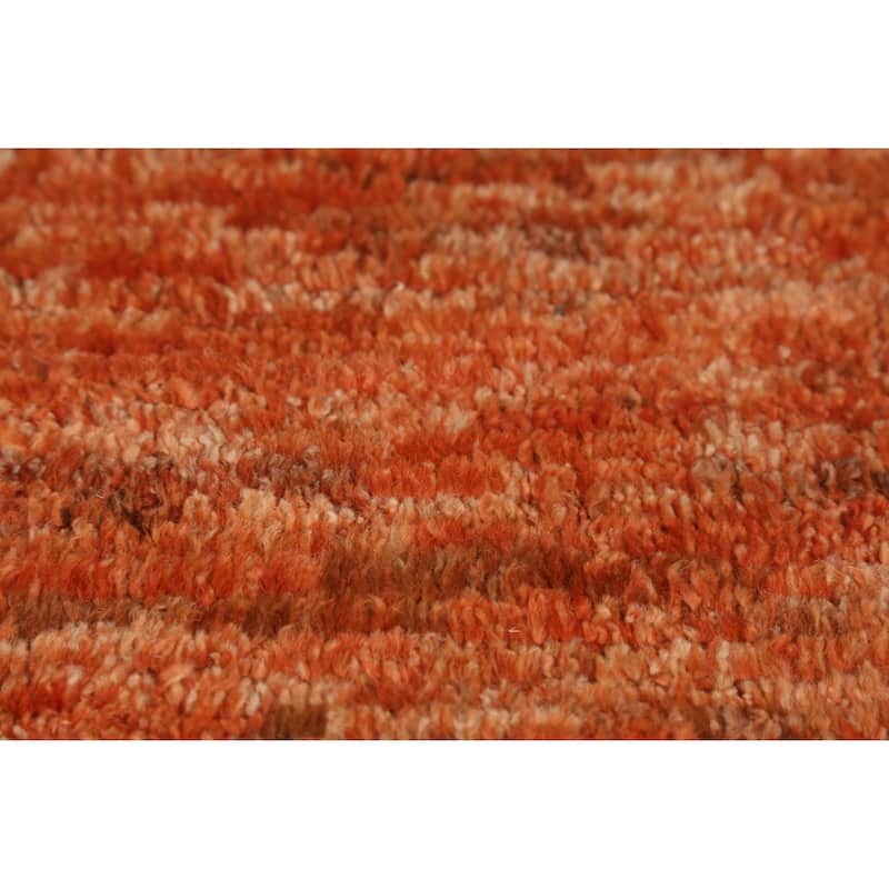 Orange Moroccan Oriental Rug Handmade Tribal Wool Carpet - 6'8" x 9'6"