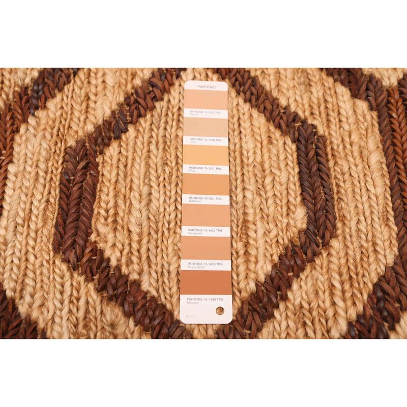 ECARPETGALLERY Braided Weave Palas Denizli Tan Hemp, Jute, Leather Rug - 5'2 x 7'6