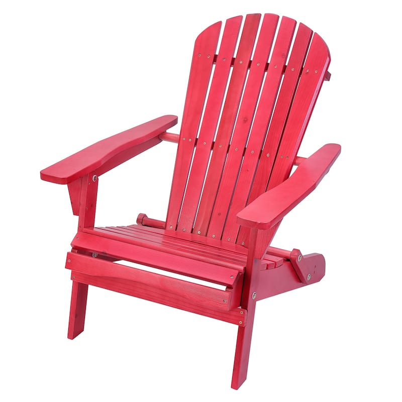 Grand Collection Folding Large Size Adirondack Chair Pine Wood, Red