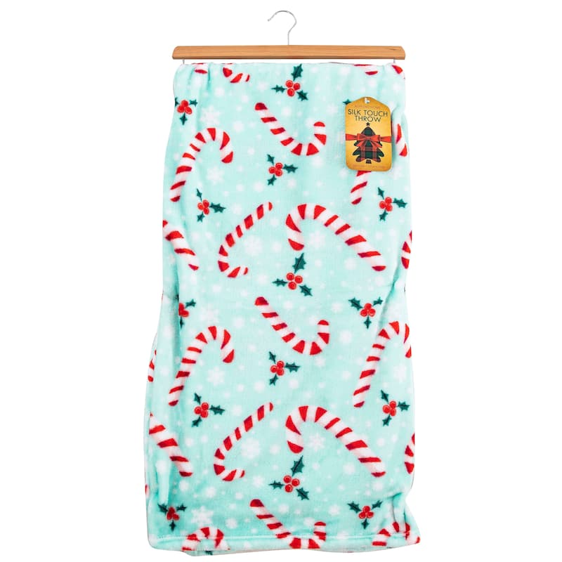 Candy Cane Snowflakes Silk Touch Throw Blanket