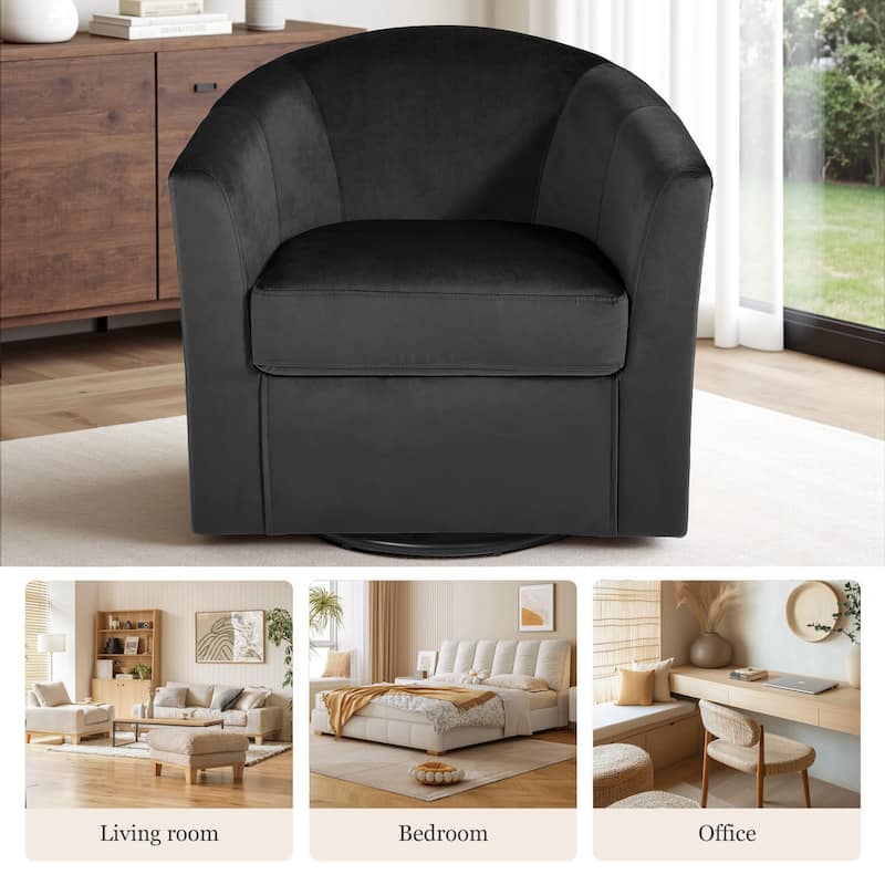 Modern 29"W Upholstered Swivel Barrel Chair for Living Room Set of 2