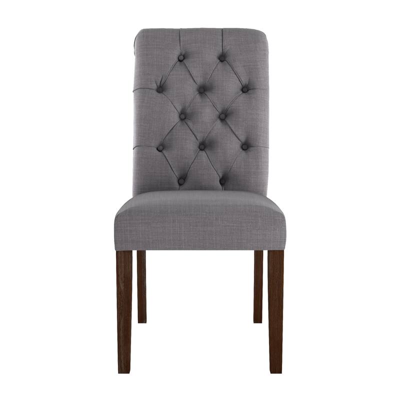 Benchwright Linen Tufted Dining Chair with Brown Finish Legs (Set of 2) by iNSPIRE Q Artisan