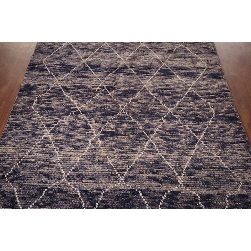 All-Over Trellis Moroccan Area Rug Hand-Knotted Wool Carpet - 4'10"x 9'1"