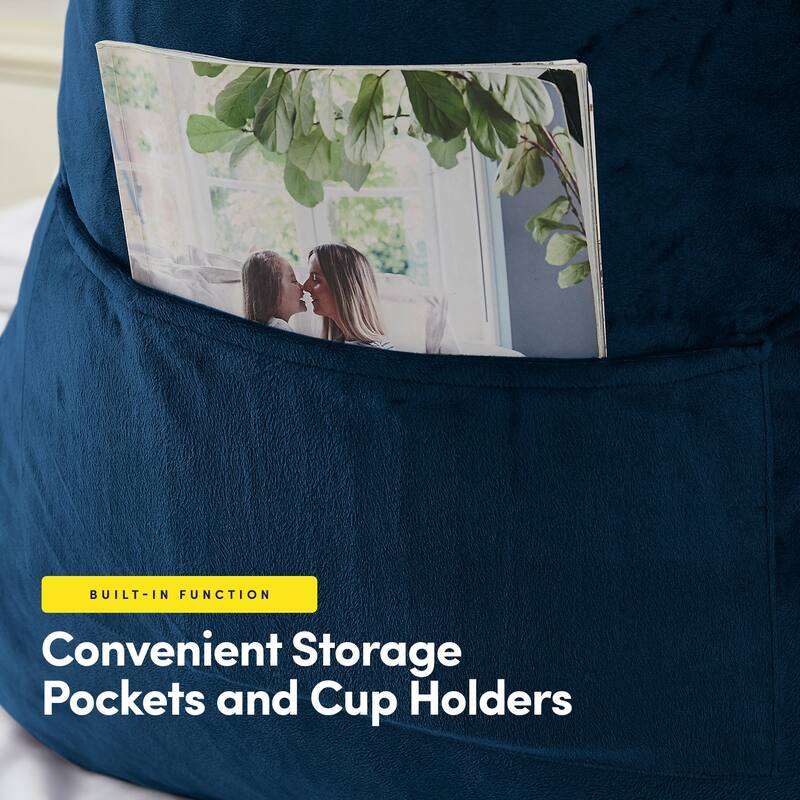 Sweet Home Collection Large Oversized Reading and Bed Rest Pillow with Cup Holders