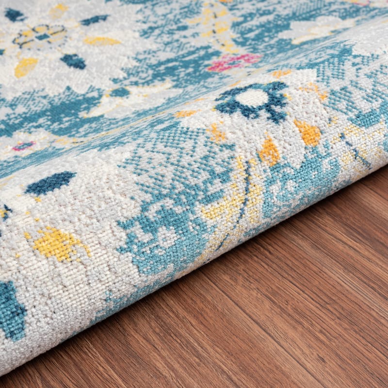 Sevita Faded Floral Transitional Boho Area Rug