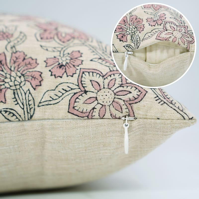 Fabdivine Soft Pink Pillowcase Floral Throw Home Decorative 14x20 Inch Cushion Cover for Living or Bedroom, Jarul
