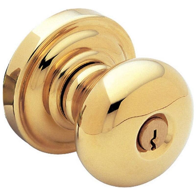 Baldwin Classic Style Keyed Entry Door Knob Set with Classic Rosette - Non-Lacquered Brass