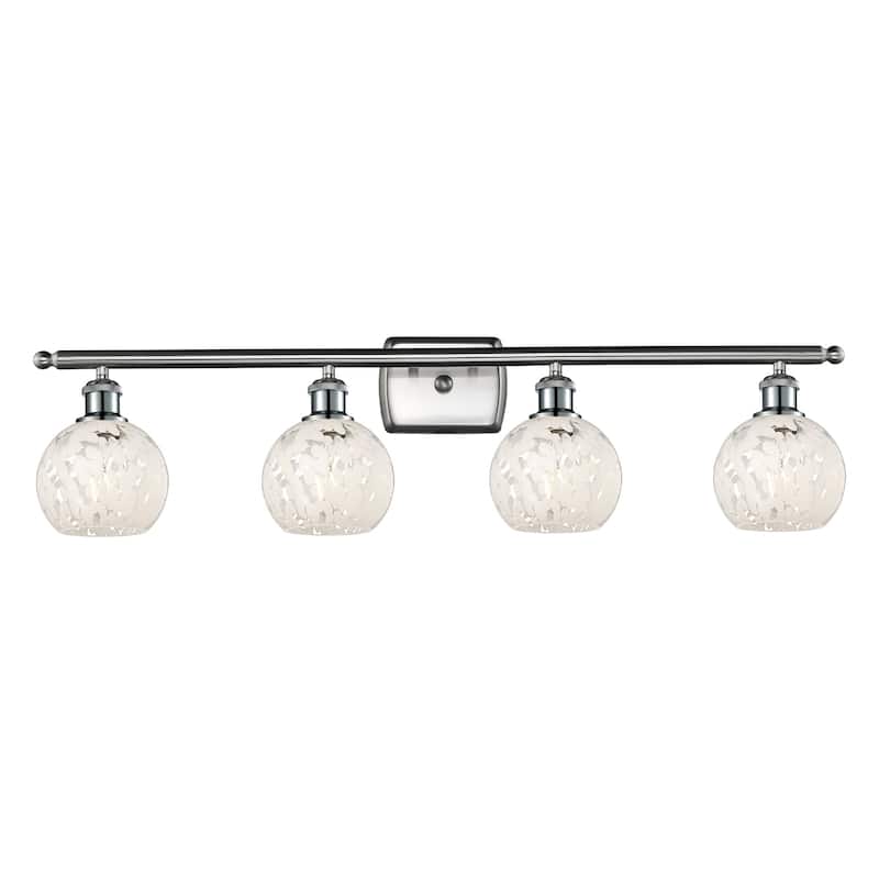 Innovations Lighting 516-4W-9-36-White Mouchette-Bathroom Vanity Light - Brushed Satin Nickel / White Mouchette