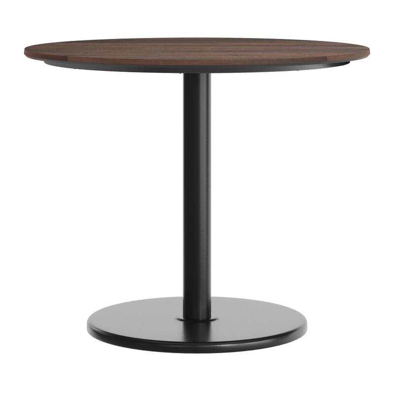 Commercial HPL Tabletop with Table Height Round Base - 36"W x 36"D x 29.5"H