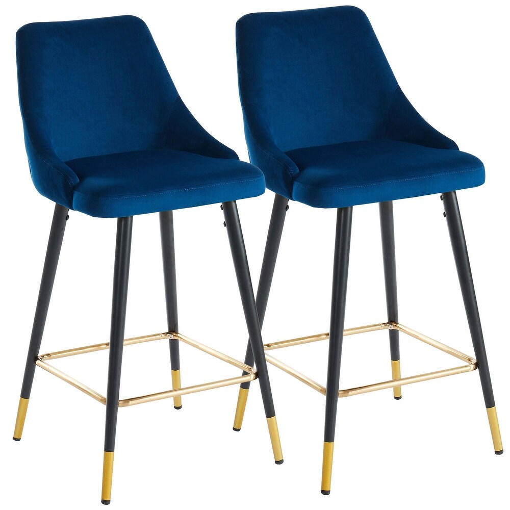 Overstock Set of 2 Blue and Black Contemporary Counter Stools 38.75 inch (Blue)
