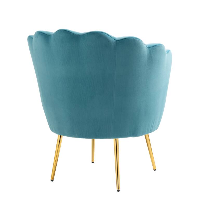 Scalloped Velvet Arm Chair Living Room Accent Chair
