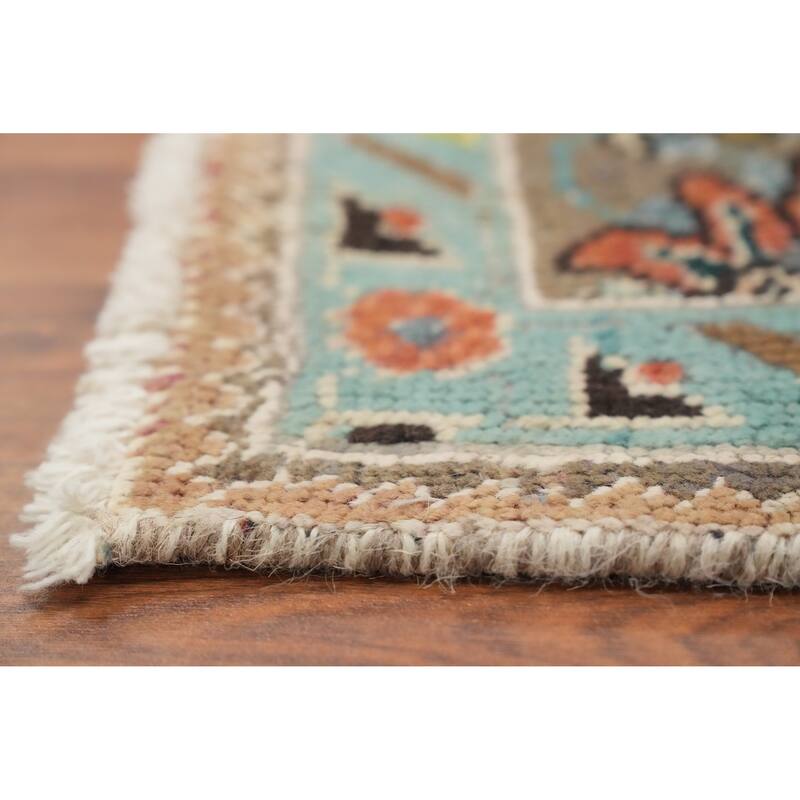 Hand Knotted Oriental 100% Wool Carpet Traditional Floral Coral Tabriz Area Rug - 9' 7'' X 6' 11''
