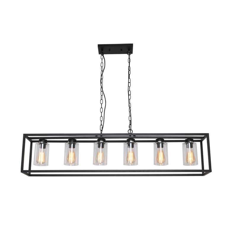 6 Lights Island Lighting Black Dining Room Chandelier Farmhouse Hanging Light Fixture
