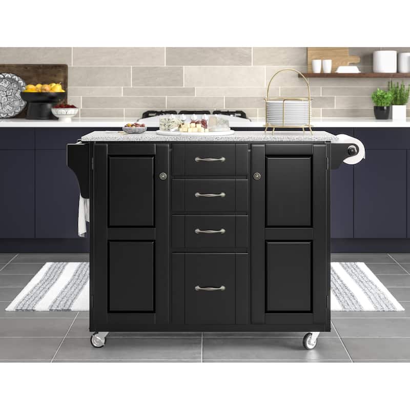 Homestyles Create-A-Cart Black Wood Kitchen Cart - 48" x 18" x 36"